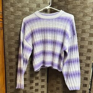 Divided Lavender and Cream Striped Sweater